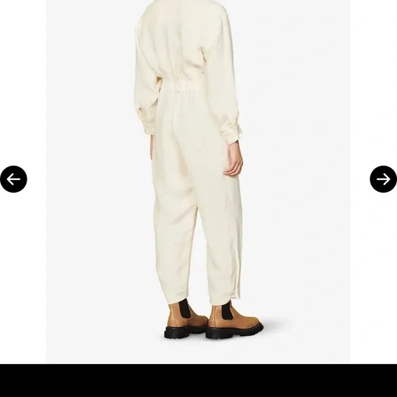 Sandro Cream Button-Up Jumpsuit